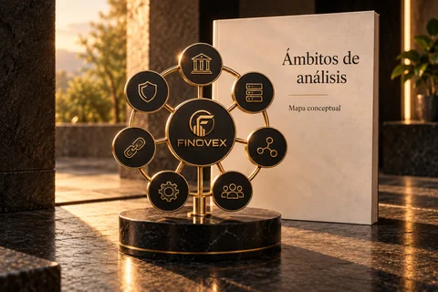 Modelo conceptual con siete conexiones radiales y una guía sobre ámbitos de análisis.
